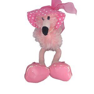 Ganz Heritage Collection Fancy Feet Pink Flamingo Plush w/ Floppy Legs Daisy Hat